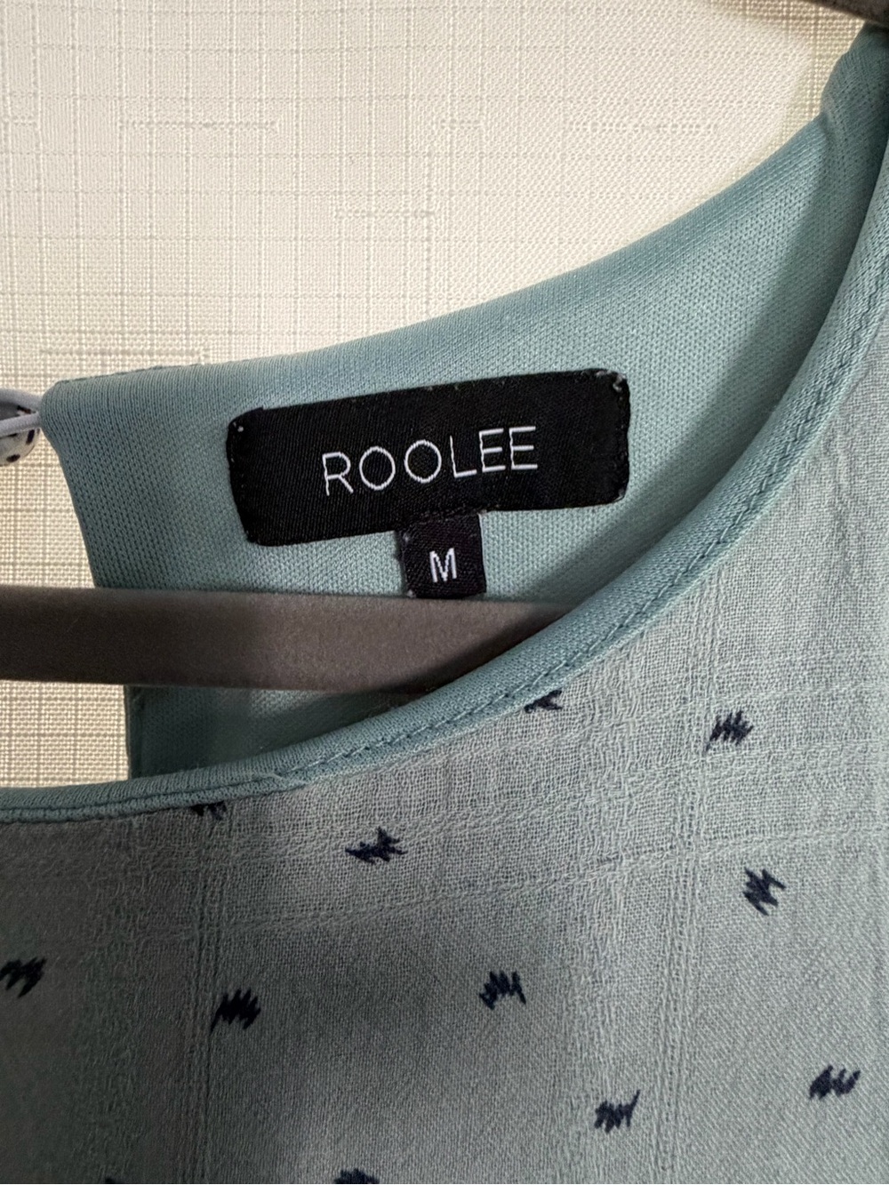 Roolee Light Blue Short Sleeve Babydoll Dress with Navy Dot Print - Picture 3 of 6